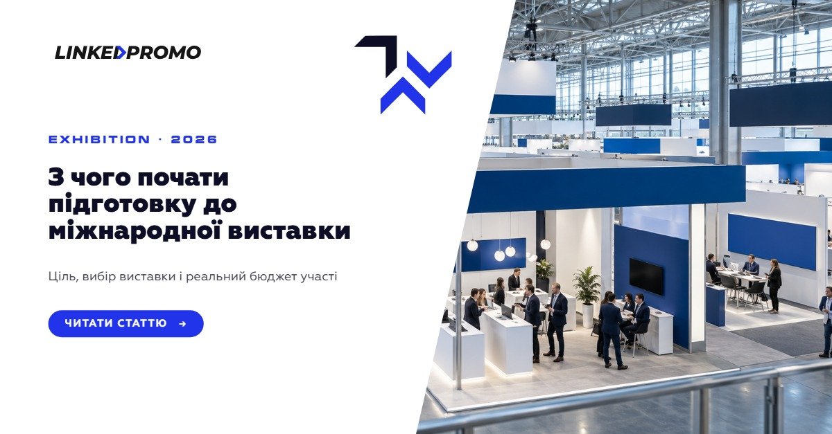 Виставковий зал згори, ряди стендів і відвідувачі в проходах.